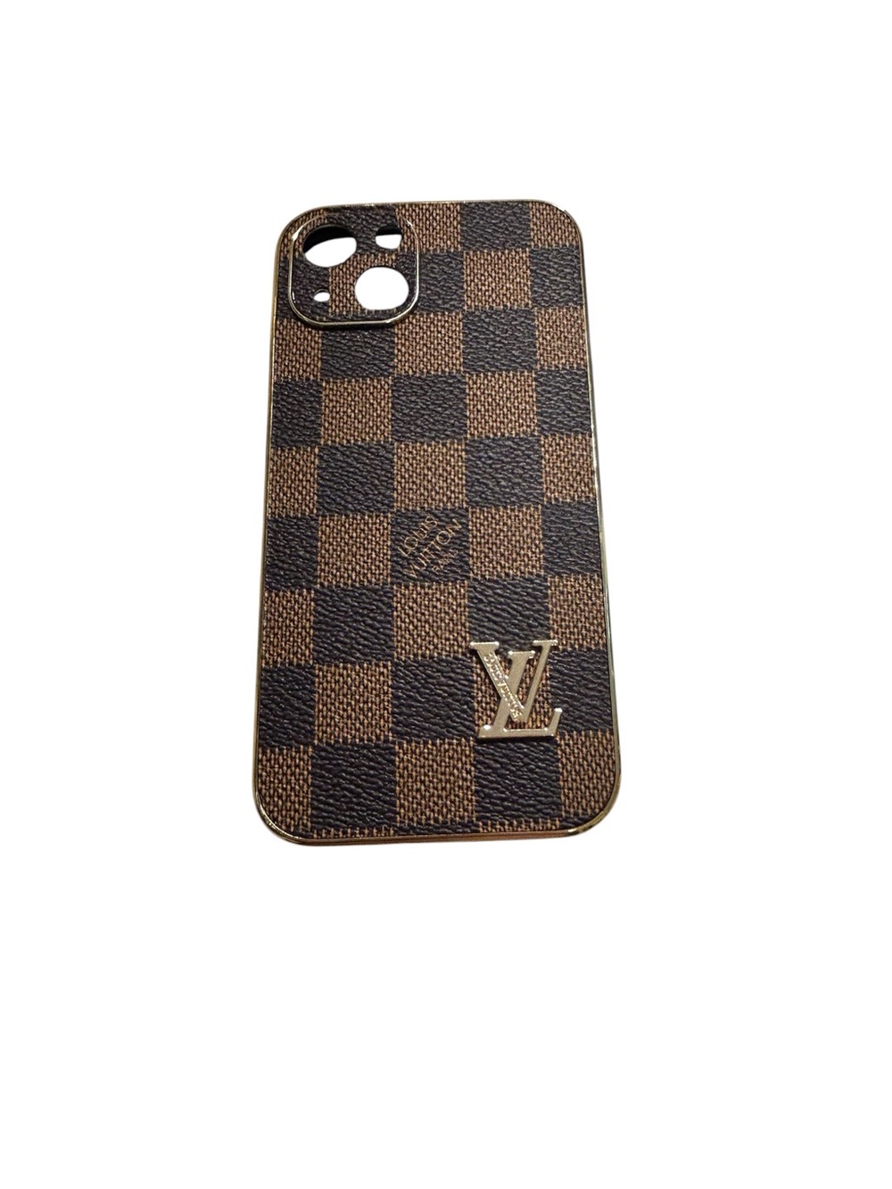 NWT Apple iPhone Brown Checkerboard Gold-Trim Phone Case - Luxury Style